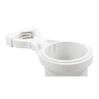 Camco ClampOn Rail Mounted Cup Holder  Small for Up to 114 Rail  White  53086
