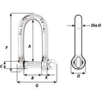 Wichard SelfLocking Long D Shackle  Diameter 8mm  516 1214W