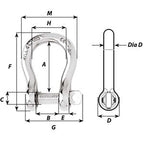 Wichard Captive Pin Bow Shackle  Diameter 8mm  516 1444W