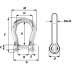 Wichard Not SelfLocking Bow Shackle  20mm Diameter  2532 1248W