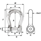 Wichard SelfLocking Allen Head Pin Bow Shackle  8mm Diameter  516 1344W
