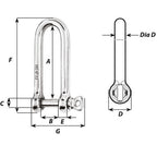 Wichard HR Long D Shackle  10mm Diameter  2564 11215W