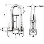 Wichard HR Key Pin Shackle With Bar  6mm Pin Diameter 91433W