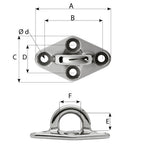 Wichard Diamond Pad Eye  Round  60mm Length 22364  M5 Screw 6644W